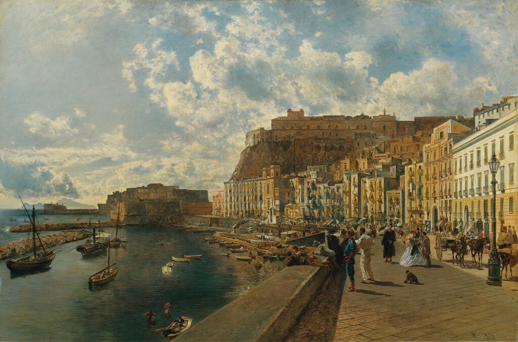Rudolf von Alt: Am Strand von Santa Lucia in Neapel (1867)