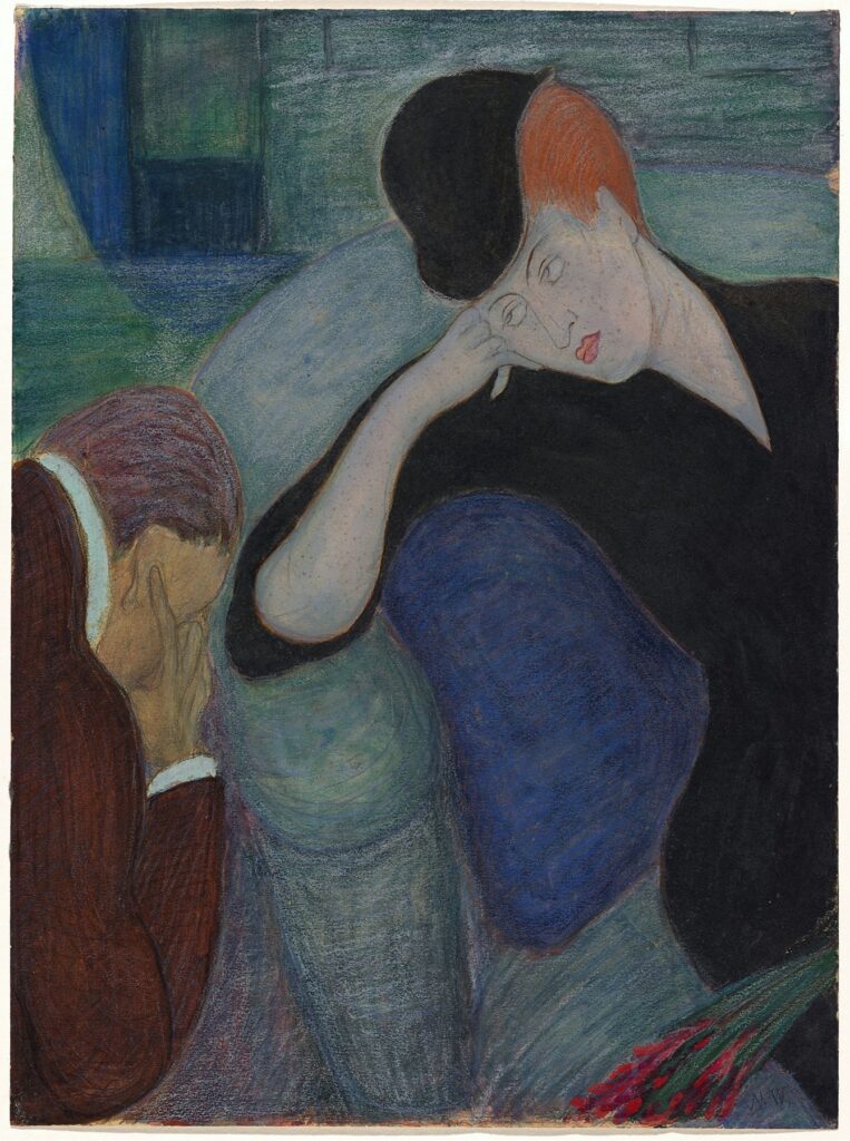 Marianne von Werefkin: Interior with a seated couple (Around 1907)